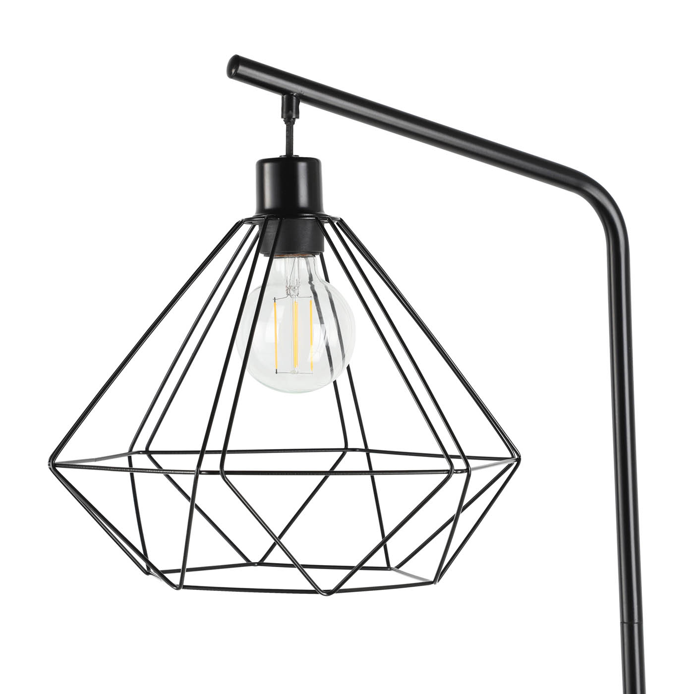 Floor Lamp Matt Black Metal Standing E27 Geometric Shade Modern 40W (H)1.6m - Image 4