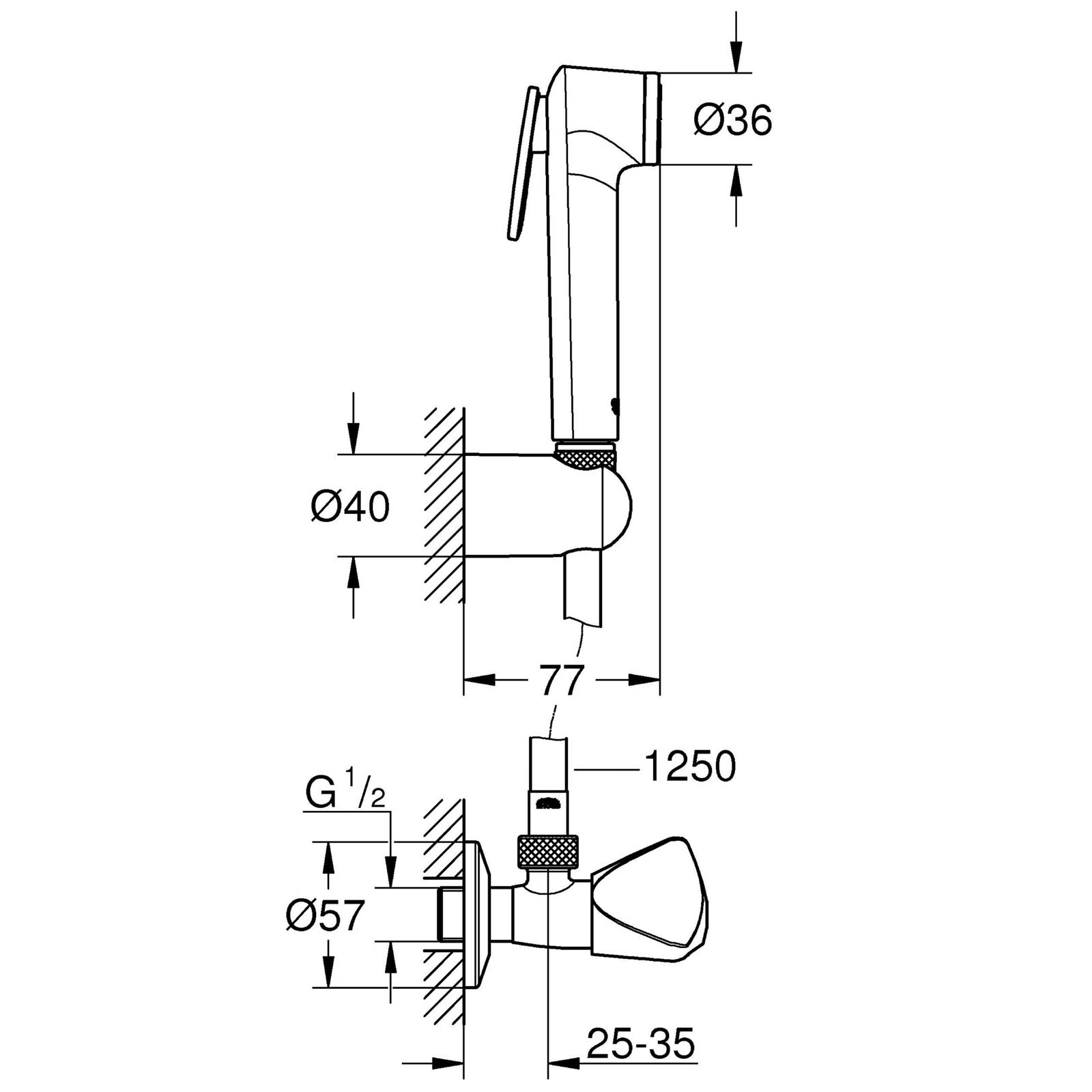 Grohe Tempesta-F Gloss Chrome effect Wall-mounted Single-spray pattern Bidet sprayer kit - Image 3