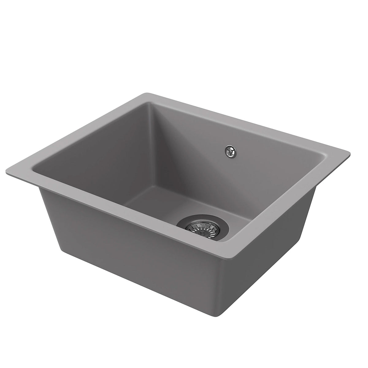 GoodHome Borage Kitchen Sink 1 Bowl Grey Resin 440x500mm Inset - Image 1