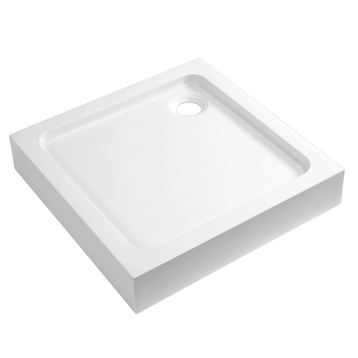 Shower Tray Gloss White Square Corner Drain 150mm Anti Slip Bathroom Modern - Image 3
