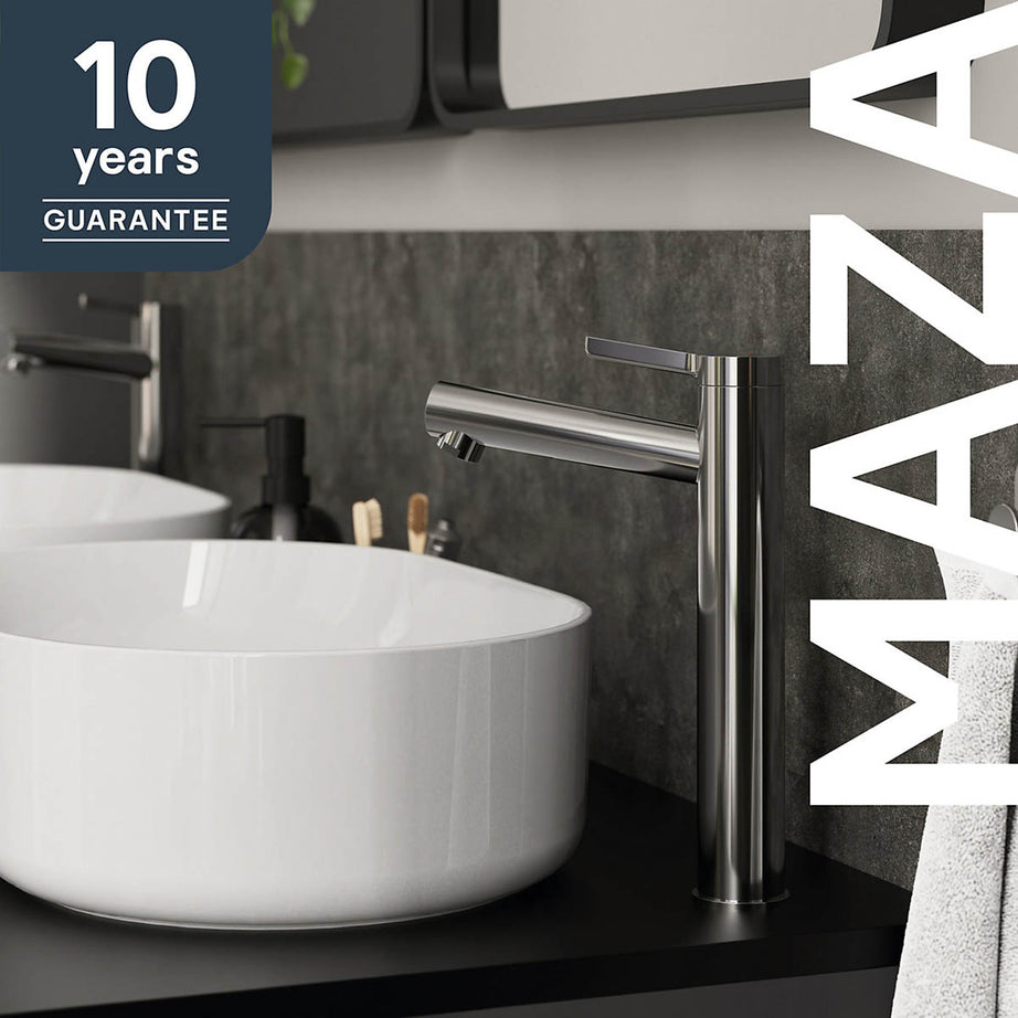 Basin Tap Mixer Chrome Tall Ceramic Cartridge Bathroom Wash Sink Faucet - Image 2