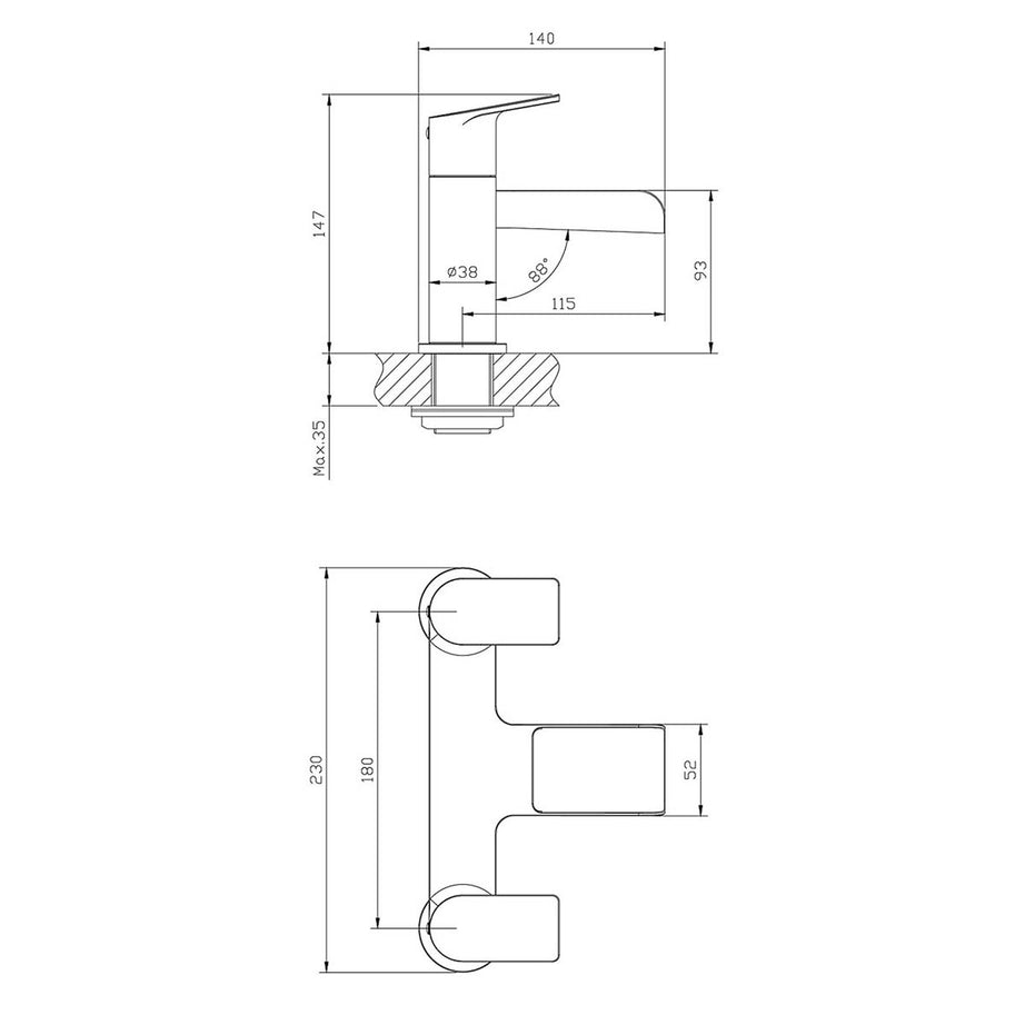 Bath Filler Tap Mixer Chrome Waterfall Double Lever Modern Bathroom Faucet - Image 4