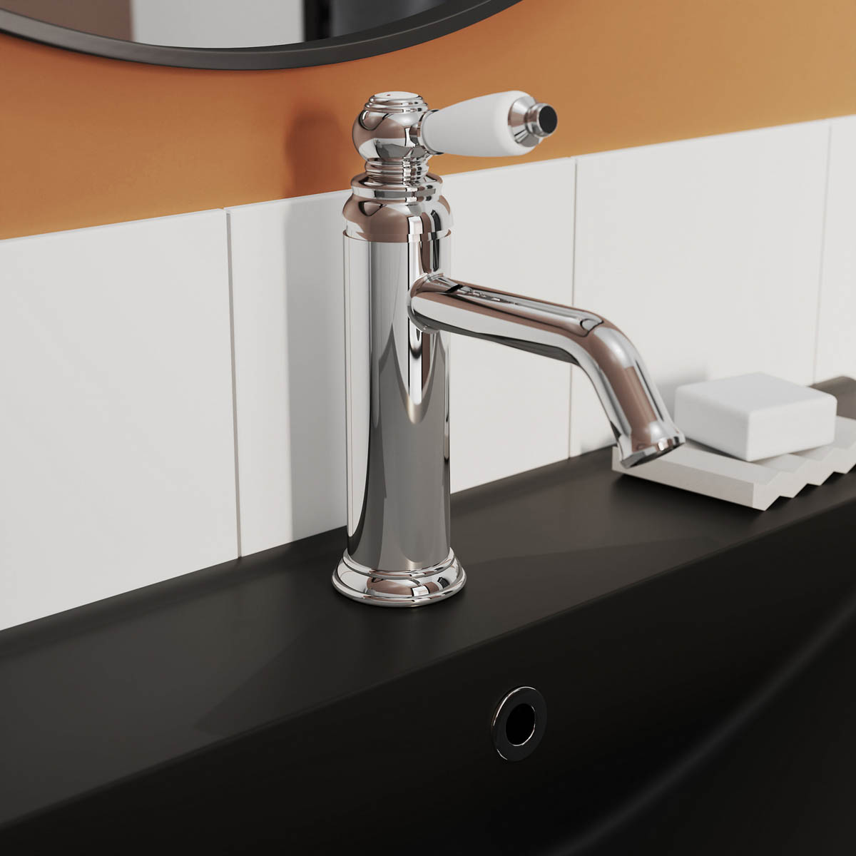 Etel Basin Mixer Tap Bathroom Chrome Effect Water Saving Traditional Round - Image 4