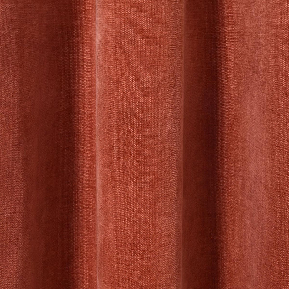 Eyelet Curtain Pair Red Terracotta Plain Woven Lined Bay Window (W)167 (L)183cm - Image 7