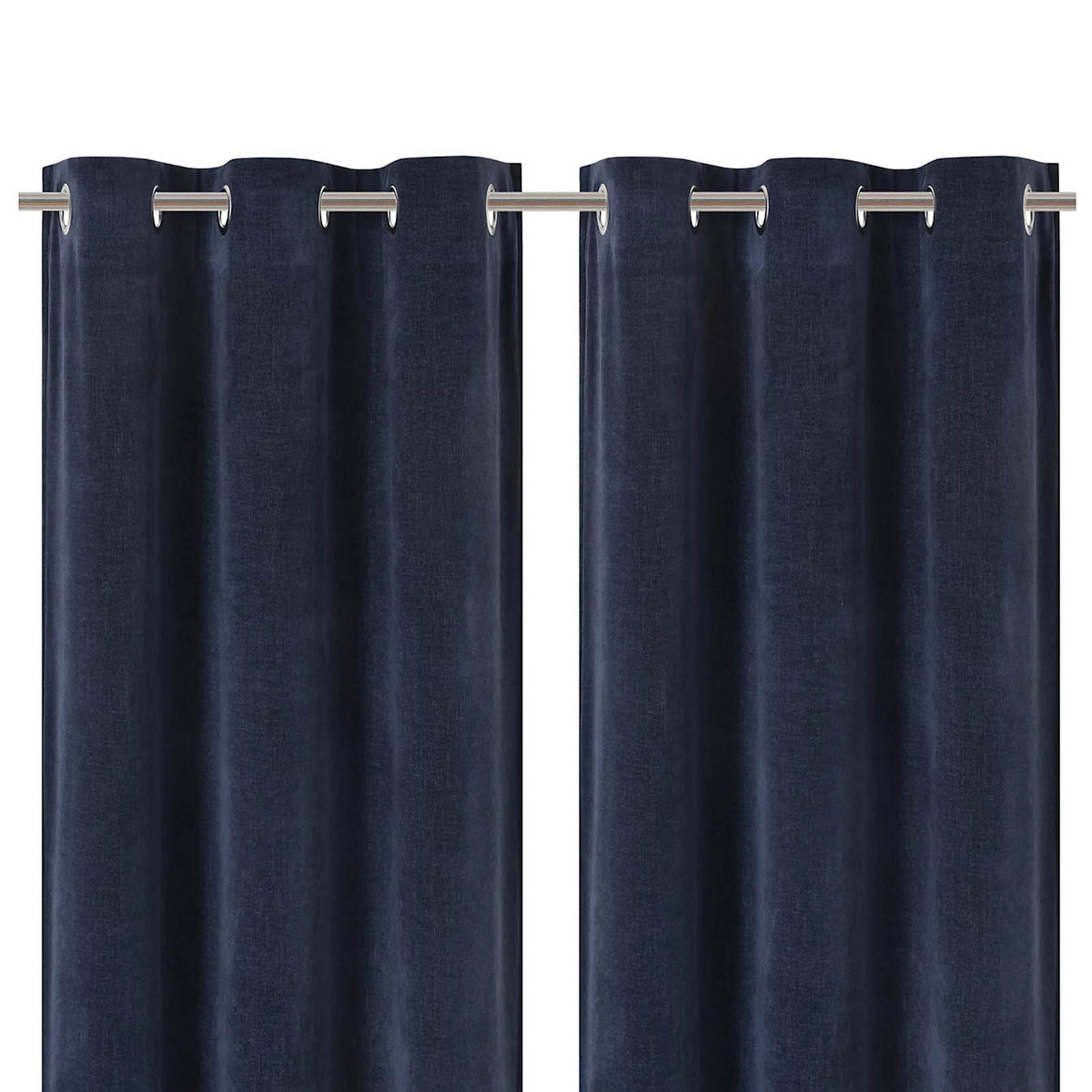 GoodHome Eyelet Curtains Arntzen Navy Lined 167x183cm Pair Thermal - Image 1
