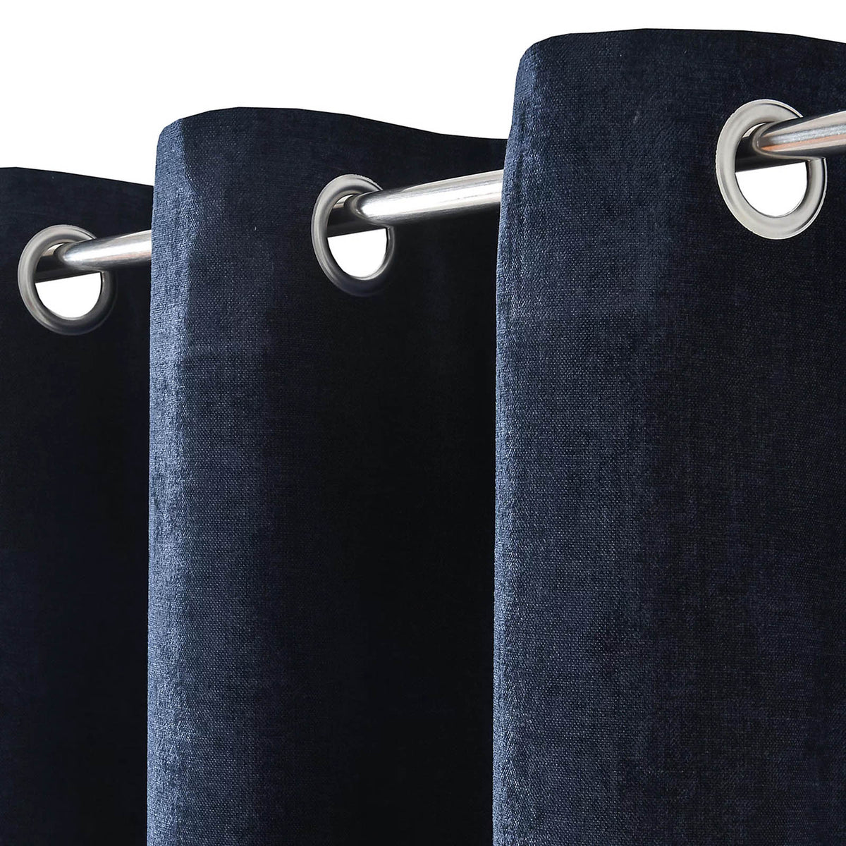 GoodHome Eyelet Curtains Arntzen Navy Lined 167x183cm Pair Thermal - Image 4