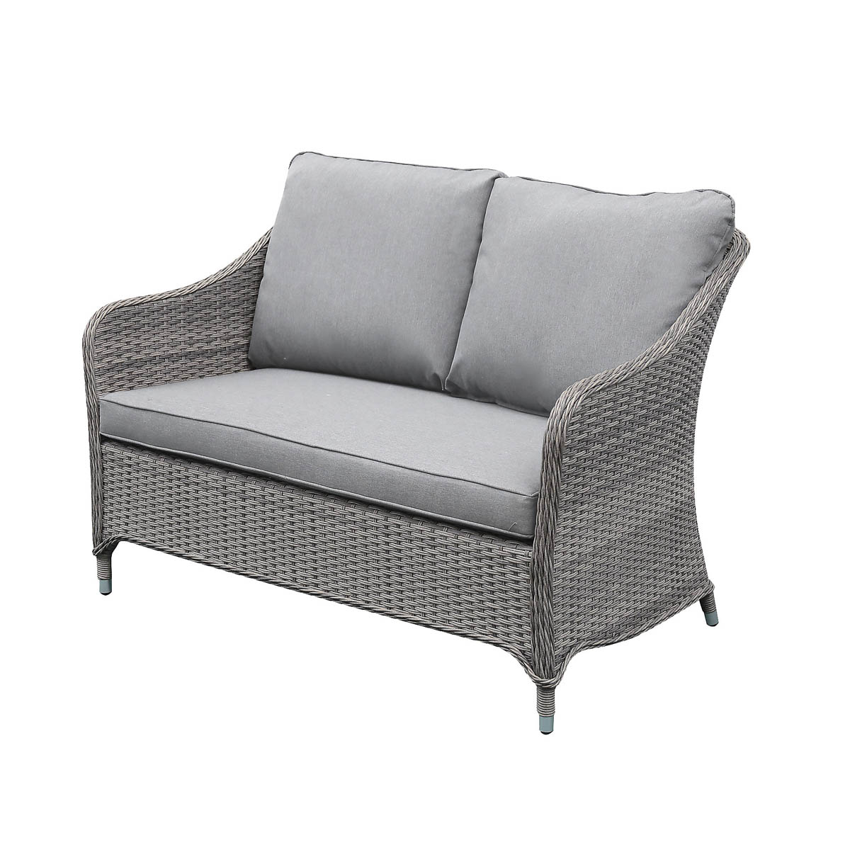 Outdoor Coffee Set 4 Seater Grey Rattan Garden Furniture Washable Cushion Covers - Image 9
