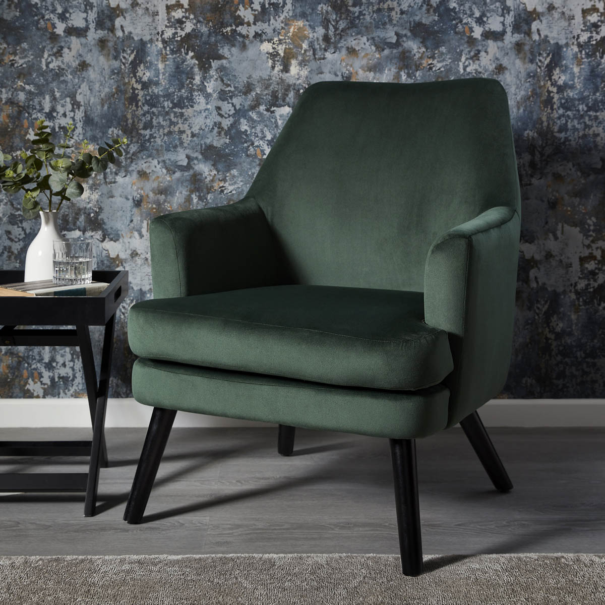 Relaxer Accent Chair Dark Green Velvet Living Room Bedroom Modern (H)895 (W)720 - Image 2