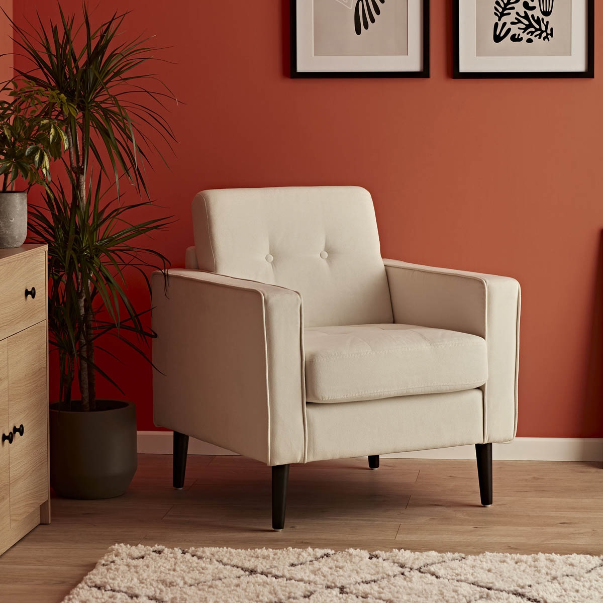 Relaxer Accent Chair Off White Linen Living Room Bedroom (H)850 (W)770 (D)795mm - Image 1