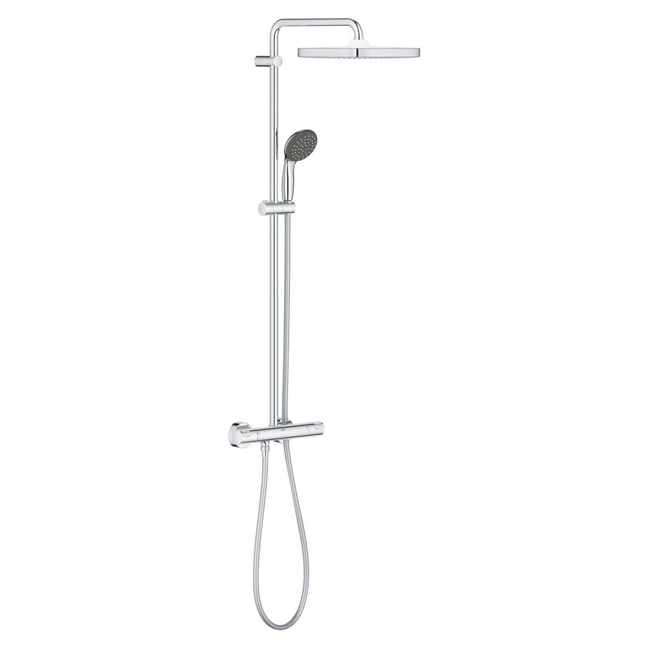 Grohe Thermostatic Mixer Shower Chrome Twin Square Heads Modern Bathroom - Image 1