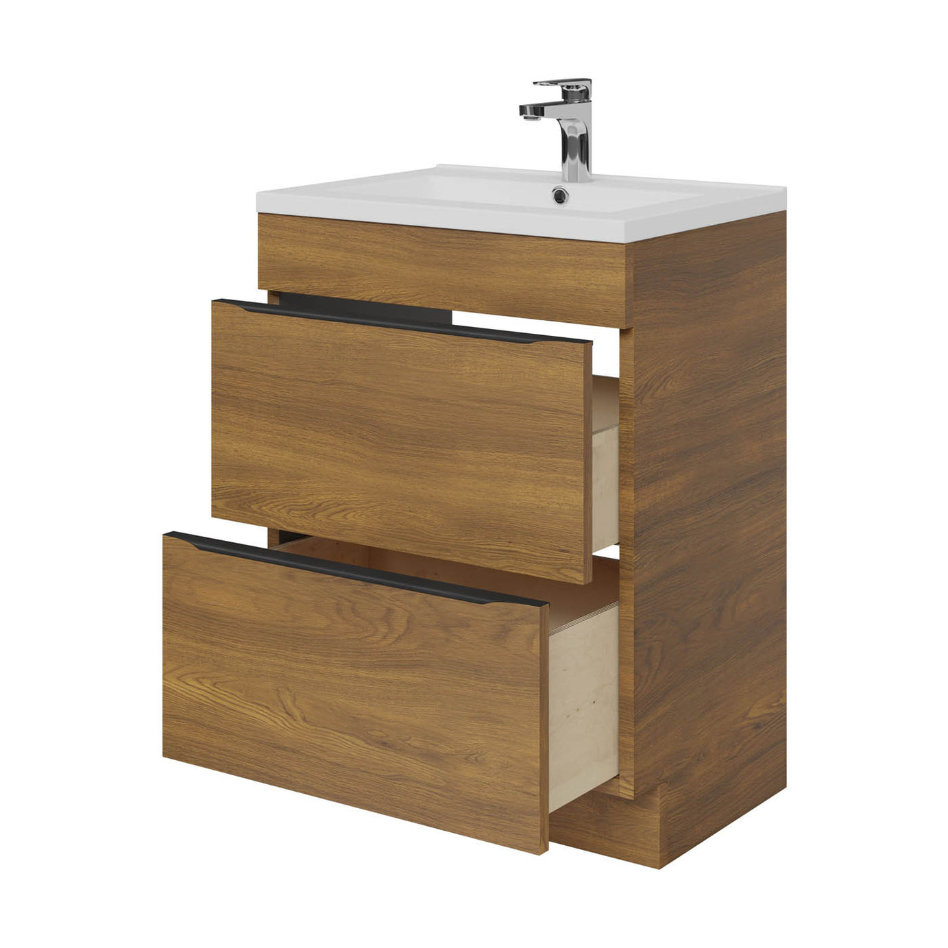 Bathroom Cabinet Matt Walnut Effect Soft Close Modern (H) 820mm (W) 600mm - Image 4