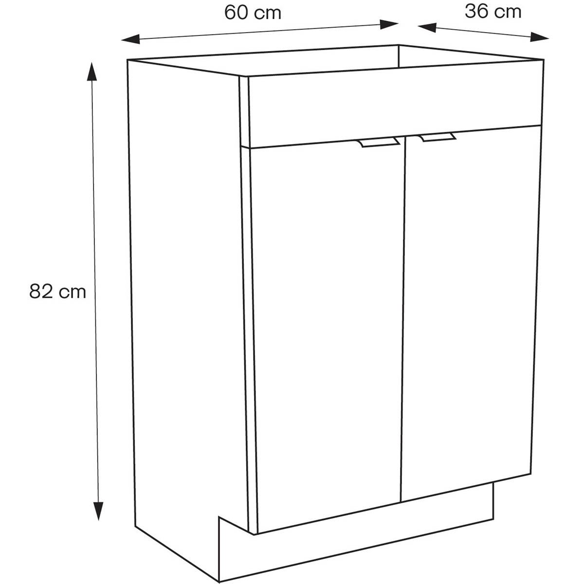 Bathroom Cabinet Slimline Matt Blue Double Modern Soft Close (H) 820mm (W) 600mm - Image 2