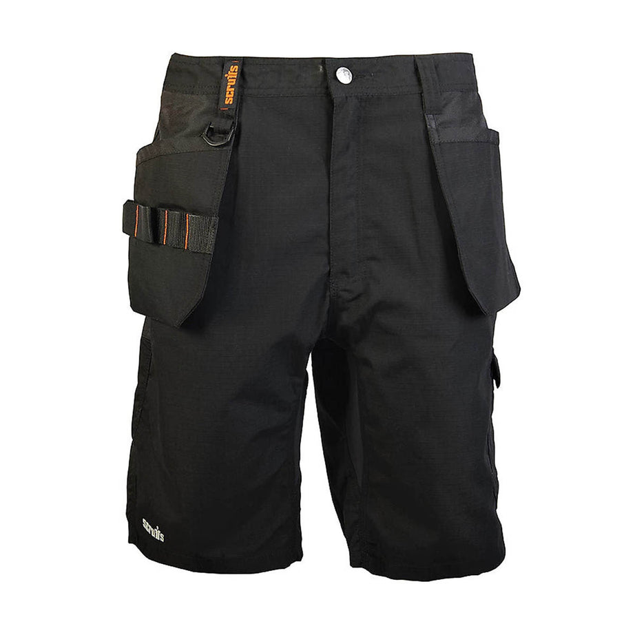 Scruffs Mens Work Shorts Flex Holster Pockets Black Lightweight Comfort 34" - Image 1