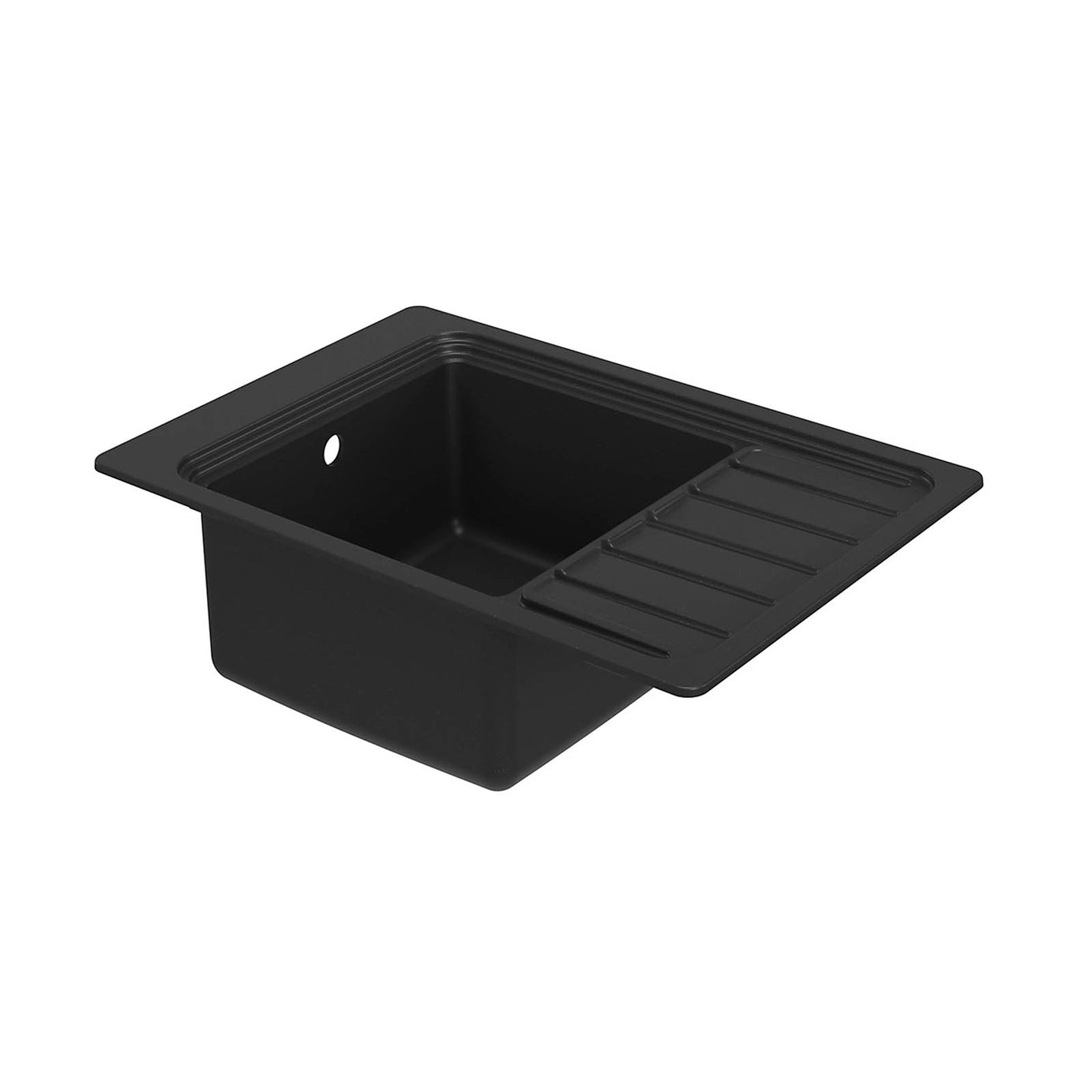 GoodHome Romesco 1 Bowl Quartz Kitchen Sink Drainer Black 773mm - Image 2