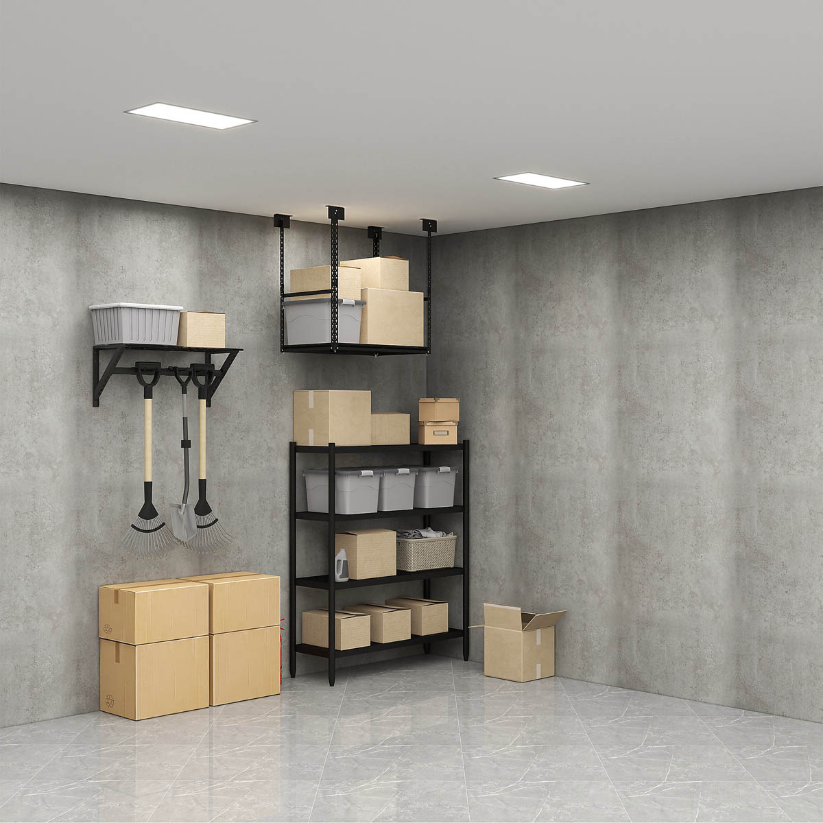 Garage Storage Rack With Hooks Wall Mounted Steel Sturdy (H)412 (W)968 (D)400mm - Image 2