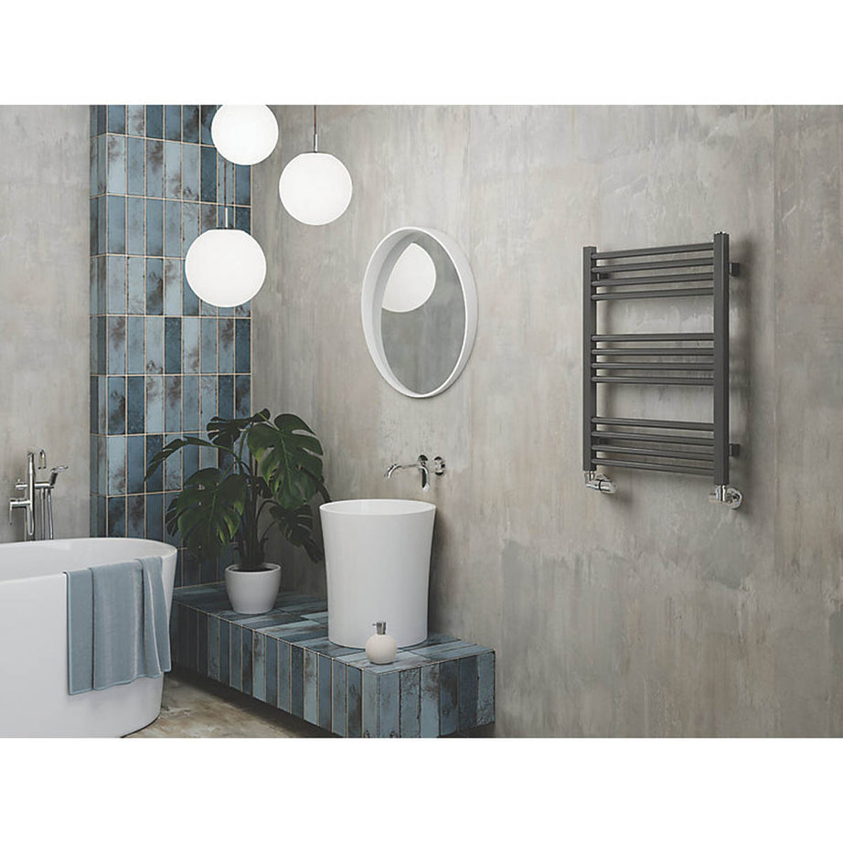 Terma Towel Rail Radiator Grey Hydronic Flat Bathroom Warmer (H)66x(W)50cm - Image 3