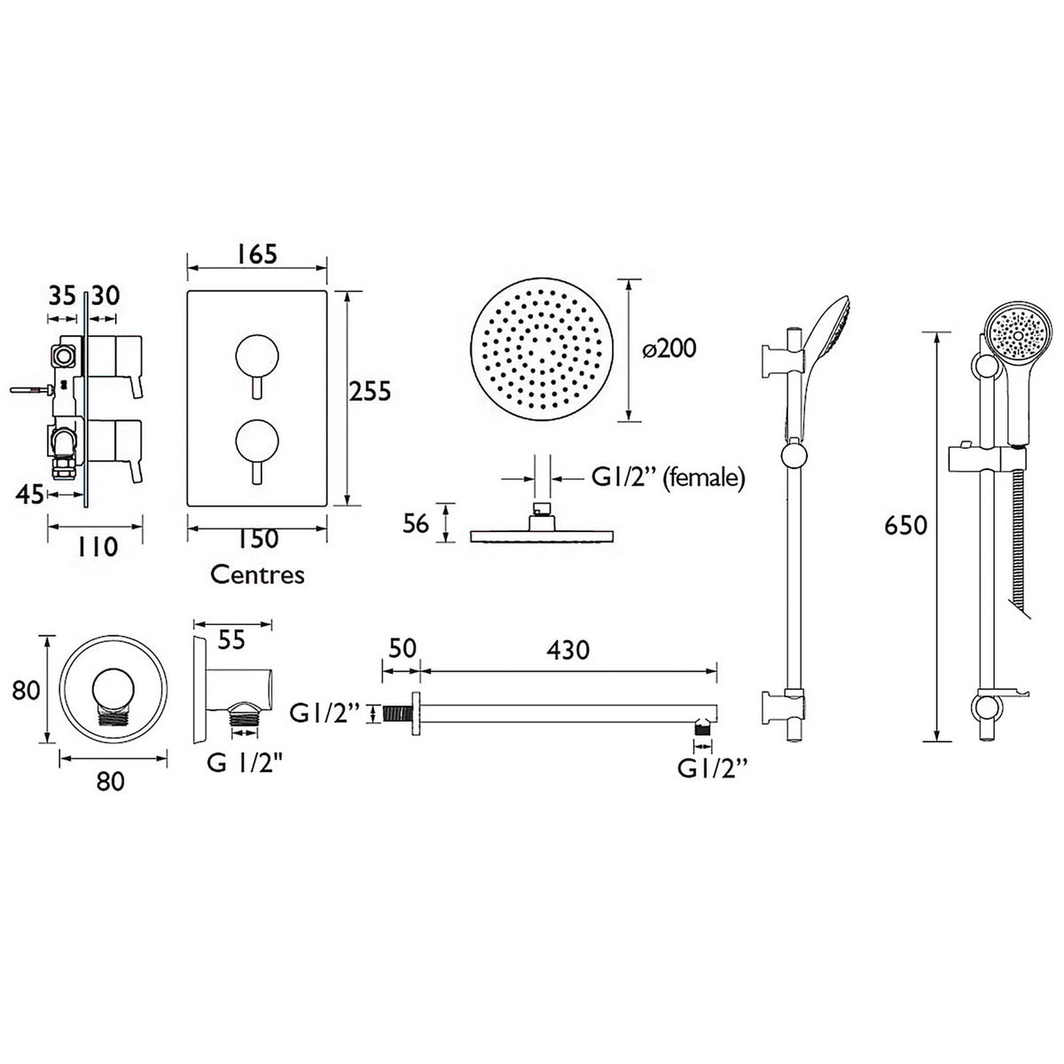 Bristan Divine Thermostatic Mixer Shower Dual Head Chrome Concealed - Image 7
