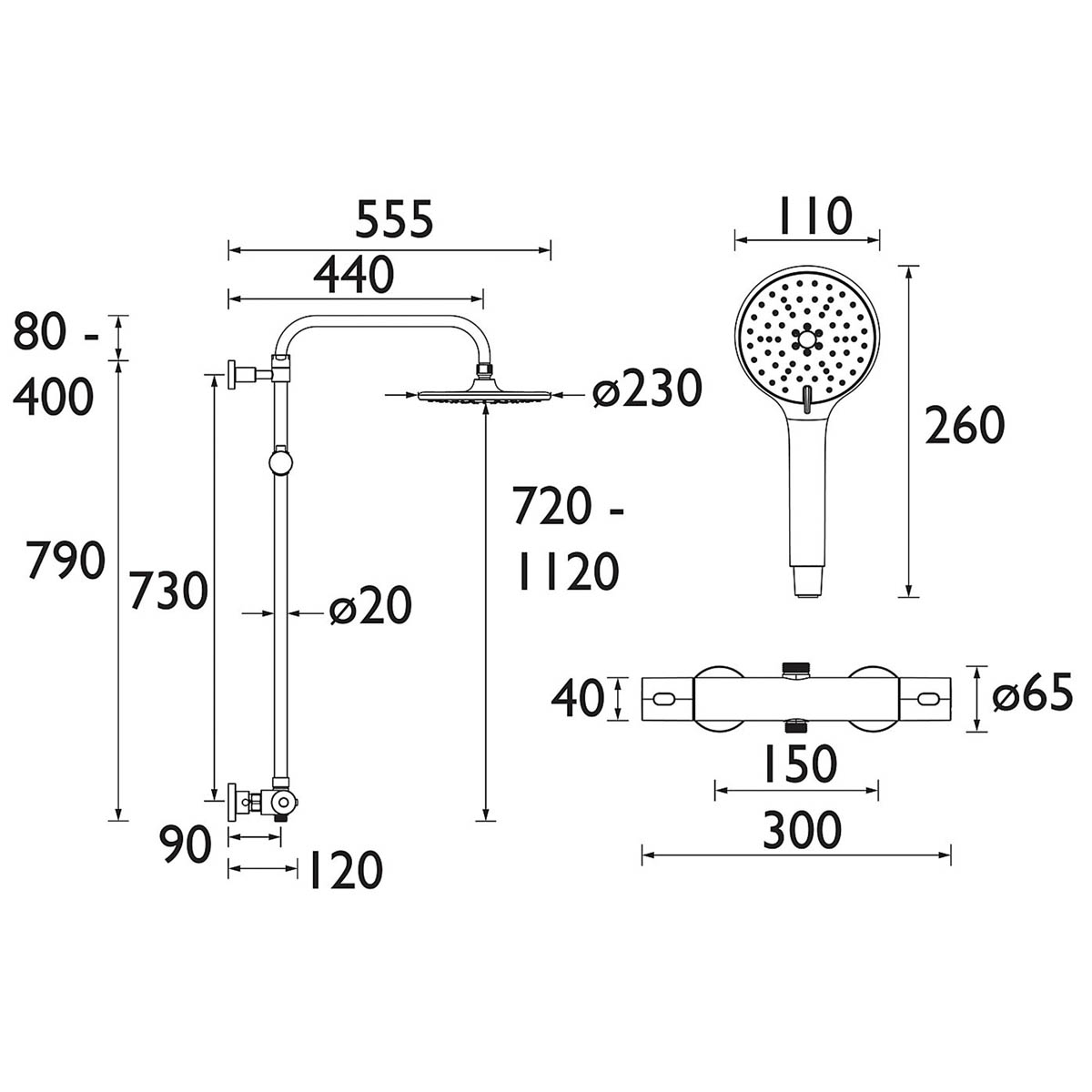 Bristan Mixer Shower Thermostatic Multi Head Round Gloss Chrome Effect Rear Fed - Image 3