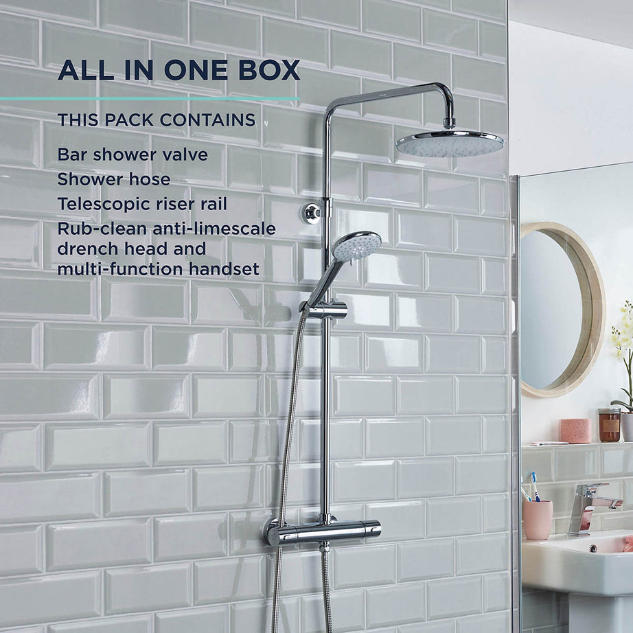 Bristan Mixer Shower Thermostatic Multi Head Round Gloss Chrome Effect Rear Fed - Image 9