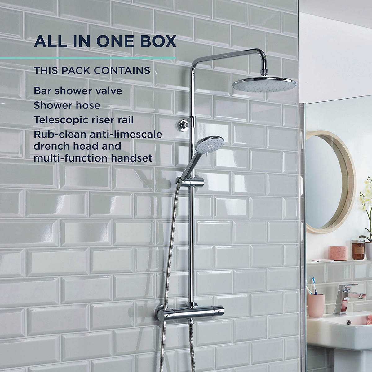 Bristan Mixer Shower Thermostatic Multi Head Round Gloss Chrome Effect Rear Fed - Image 9