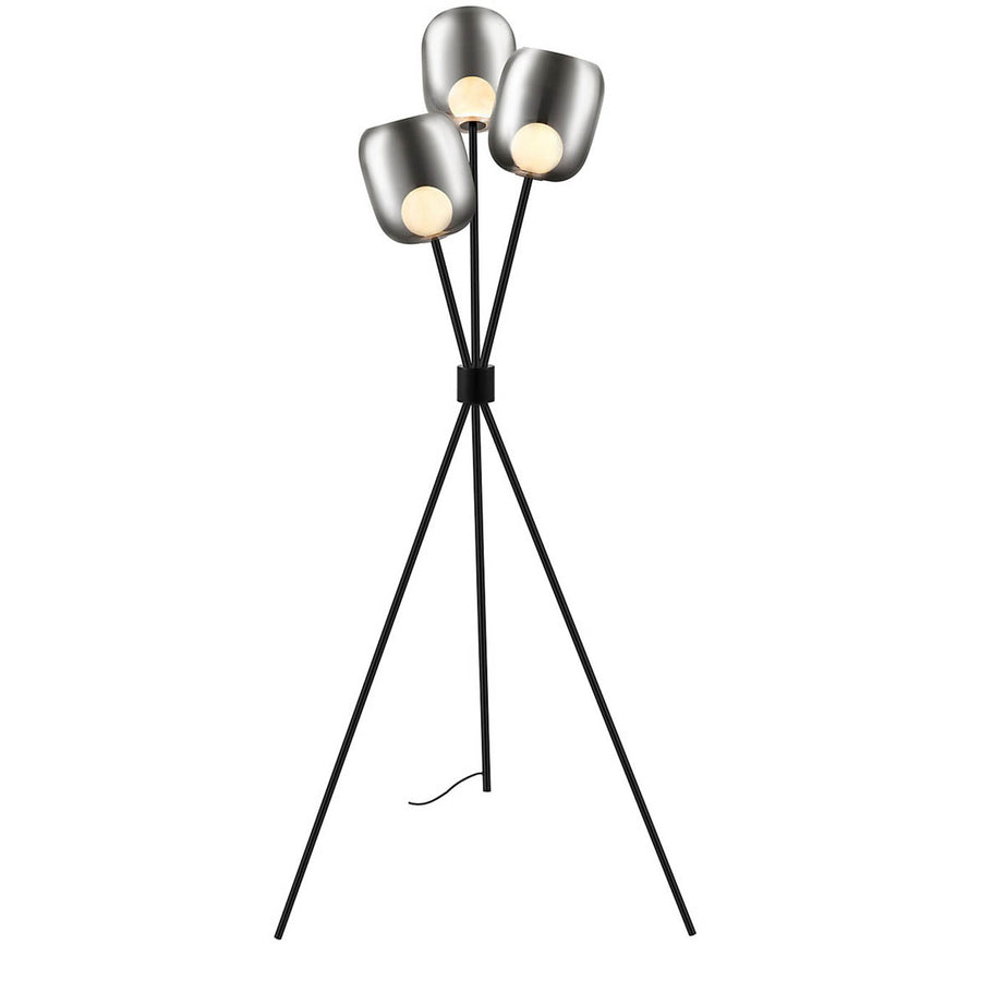 Floor Lamp Tripod LED Smokey Glass Metal Matt Black Contemporary 1510mm - Image 2