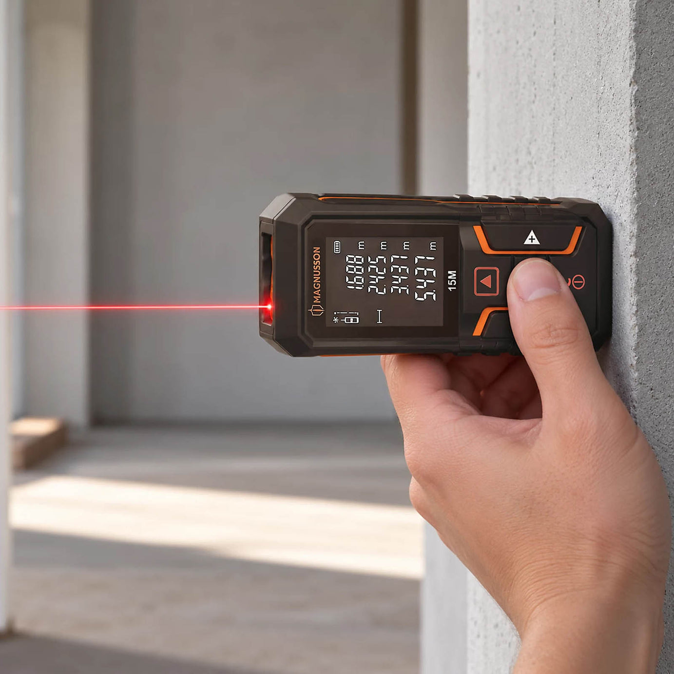 Magnusson Laser Distance Measurer 15m USB Rechargeable IP54 Rangefinder - Image 4