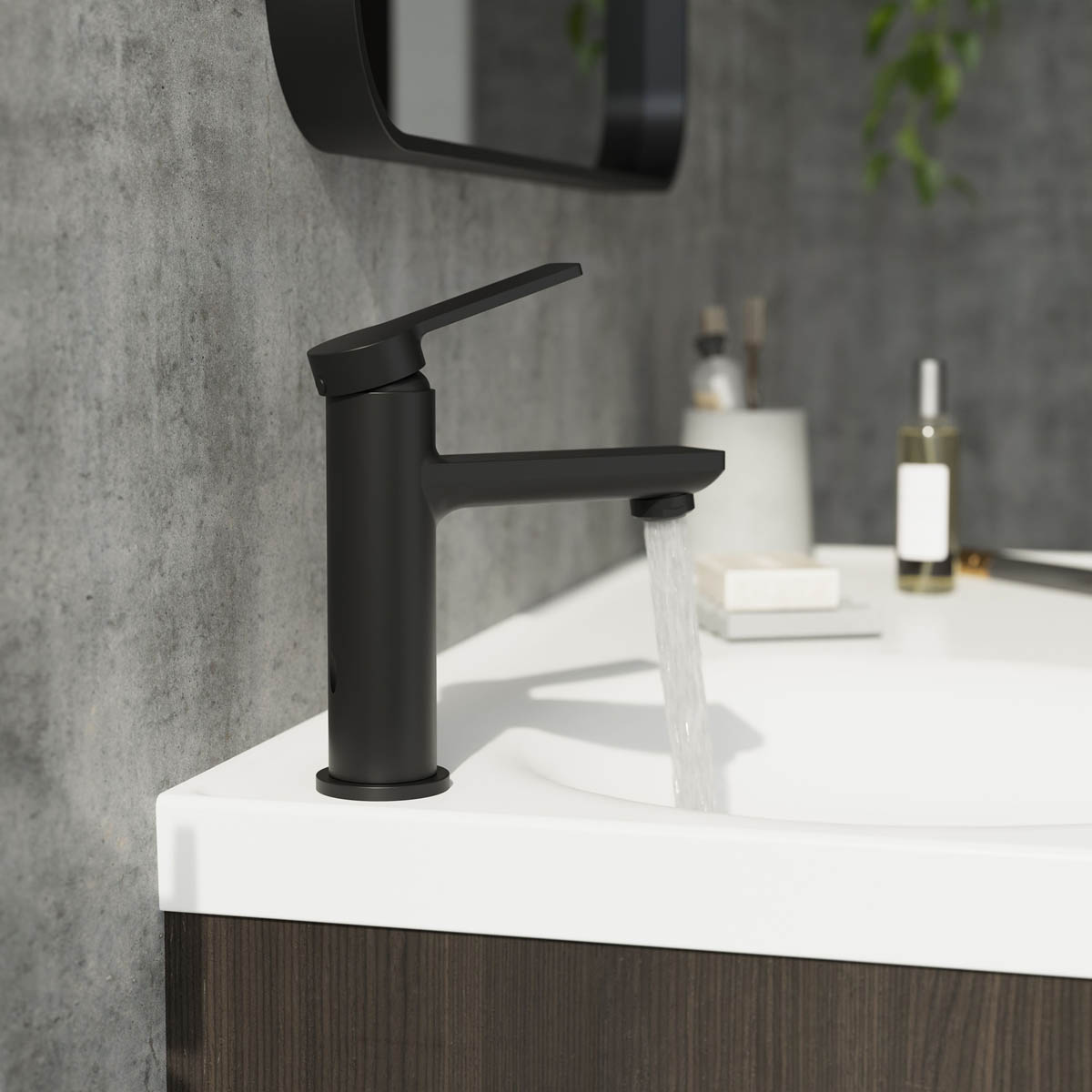 Bathroom Basin Tap Mixer Black Round Single Lever Brass Clicker Waste Modern - Image 6