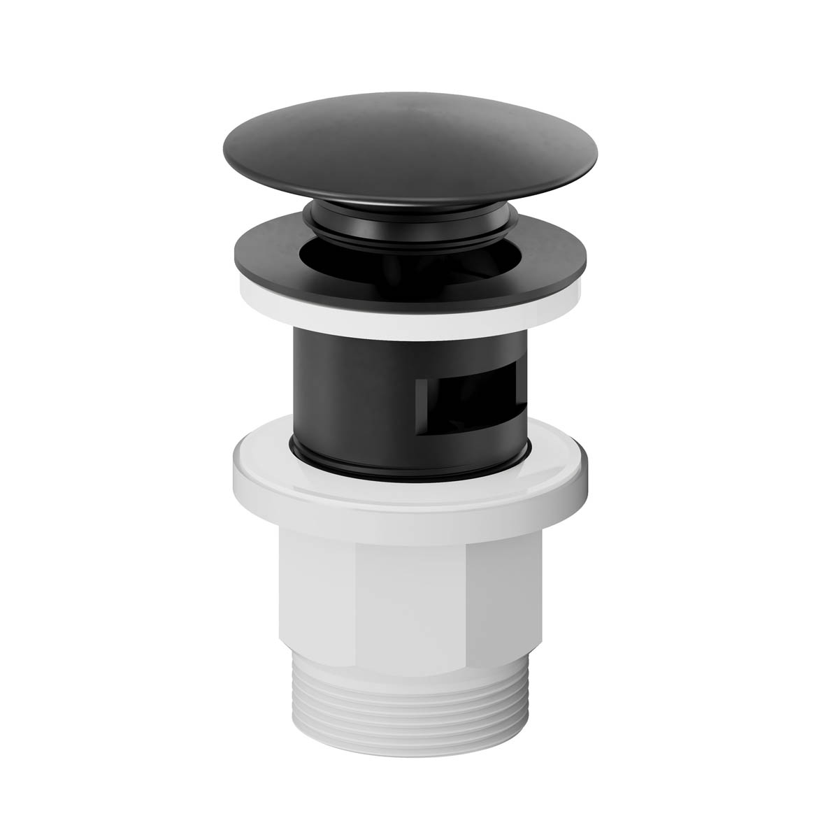 Bathroom Basin Tap Mixer Black Round Single Lever Brass Clicker Waste Modern - Image 8