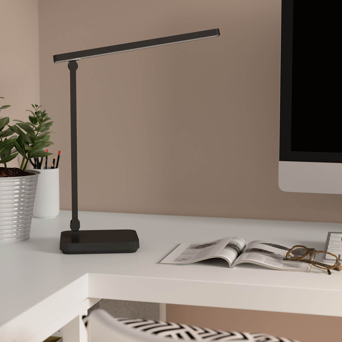 LED Table Lamp Matt Black Dimmable 350lm Touch Control Living Bedroom Office - Image 6