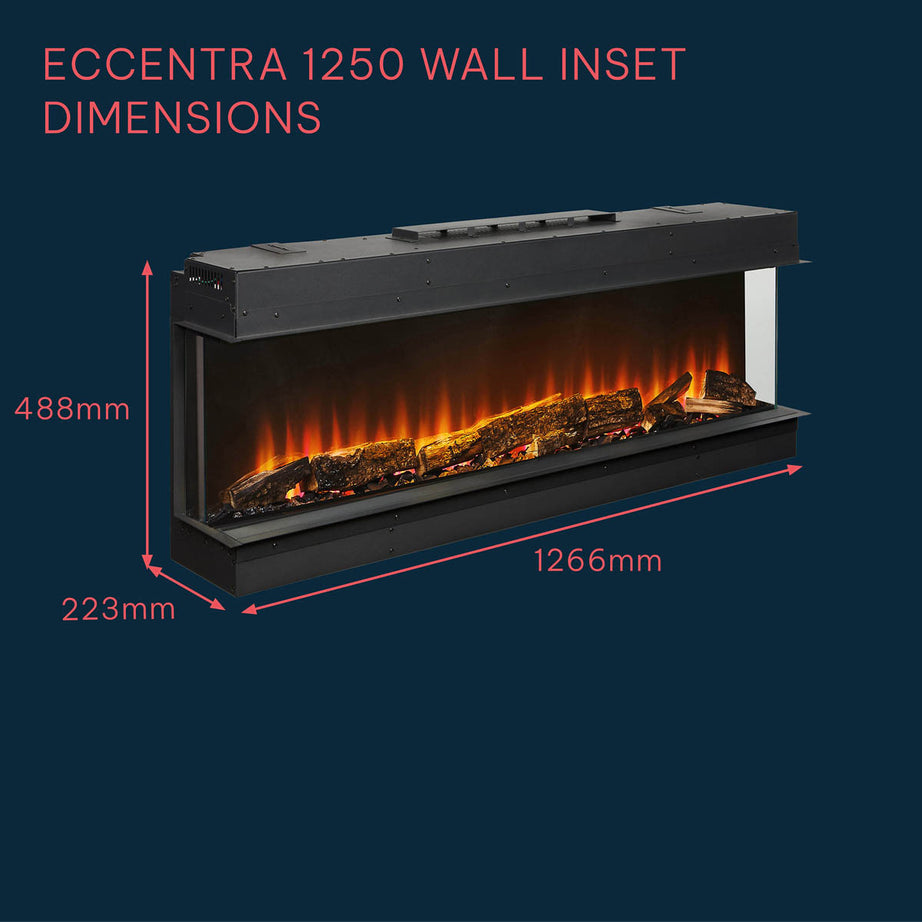 Focal Point Electric Fire 2kW Black Wall Mounted Fireplace Log Effect Remote - Image 10
