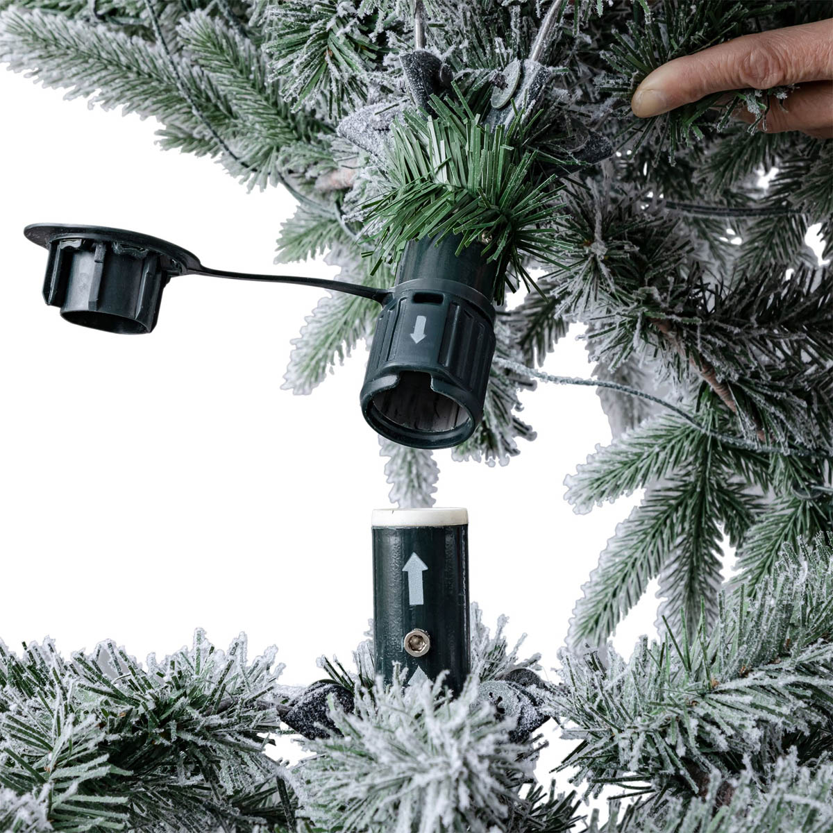 Christmas Tree 6ft Green Artificial LED Pre Lit Warm White Flocked Effect - Image 8