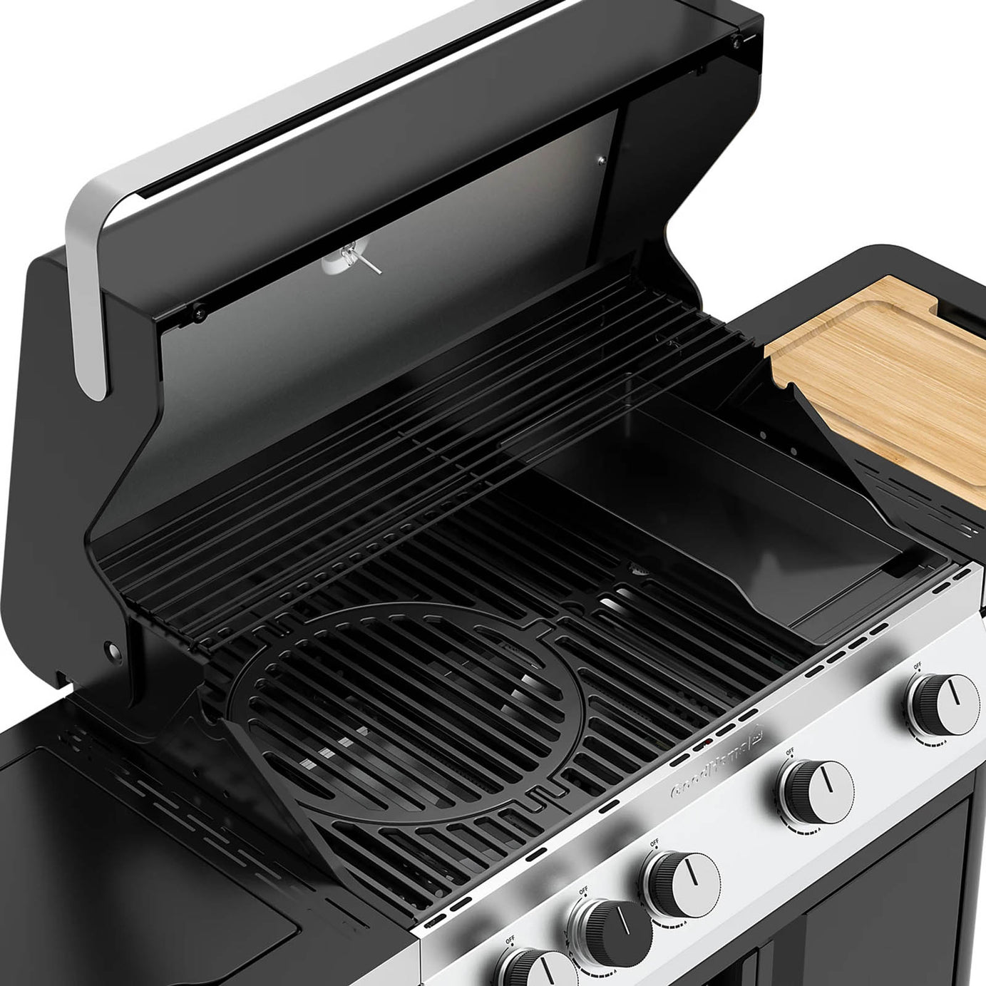 GoodHome Attaia Gas BBQ 4 Burner Black Grill Side Burner Patio Garden - Image 3