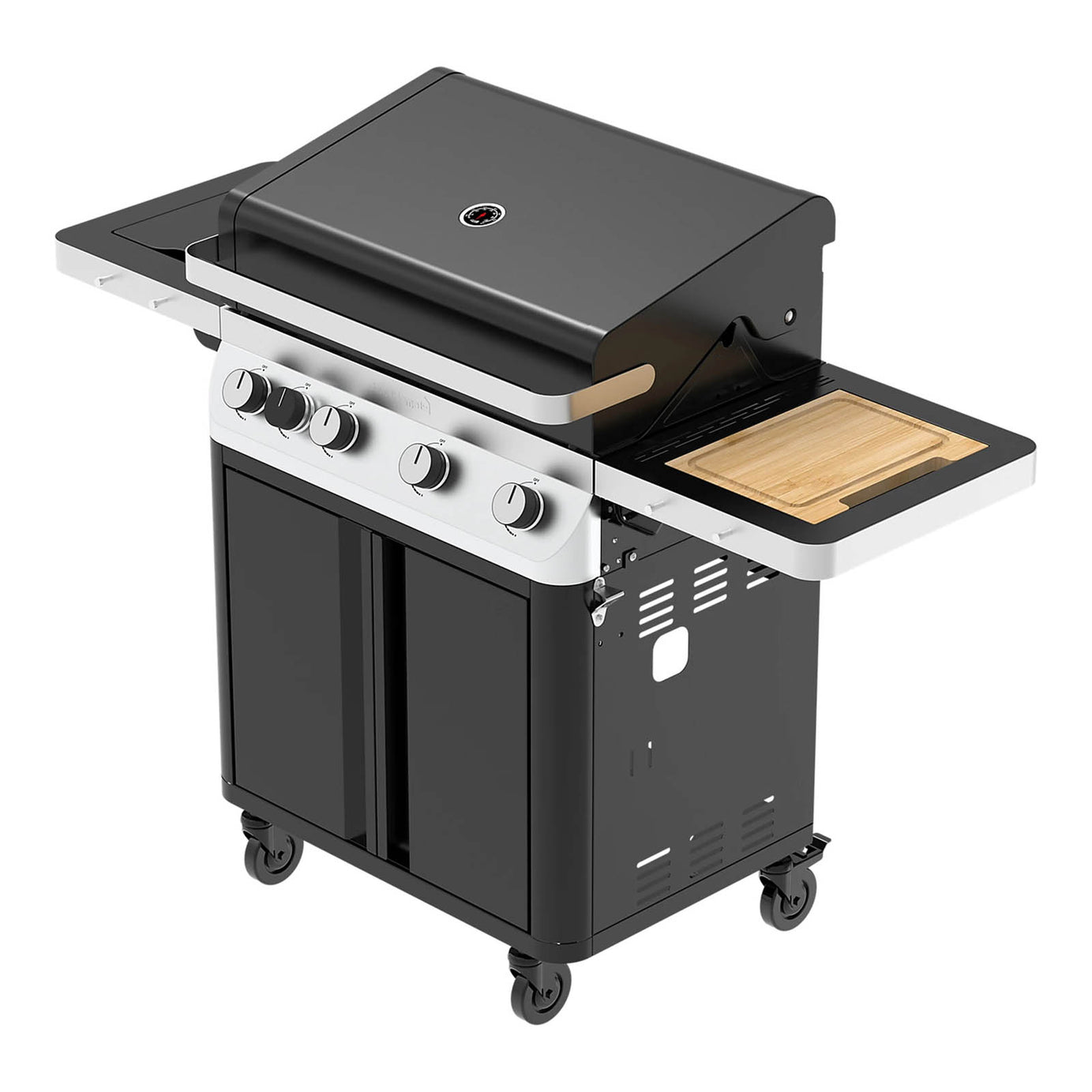 GoodHome Attaia Gas BBQ 4 Burner Black Grill Side Burner Patio Garden - Image 1