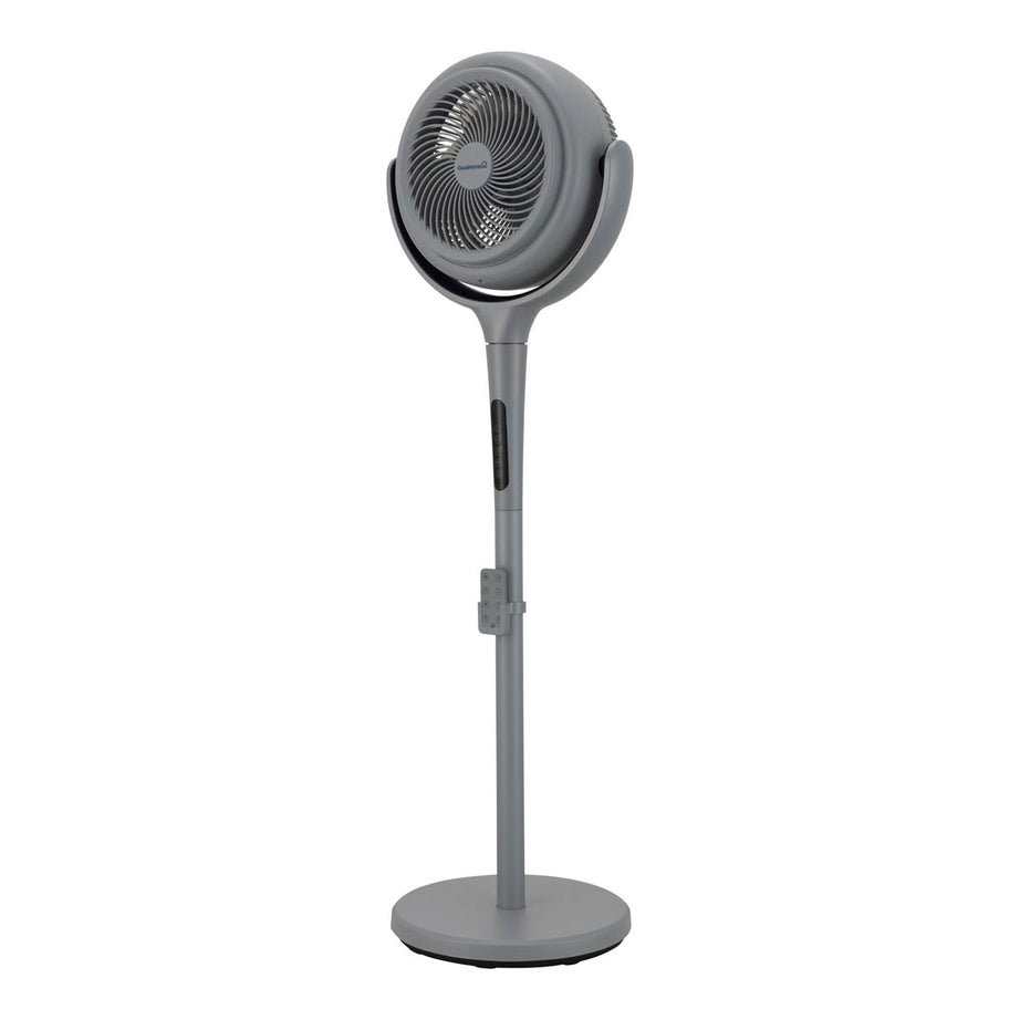 Pedestal Fan Adjustable Height Grey Oscillating Tilt Timer Powerful Cooler 8" - Image 1