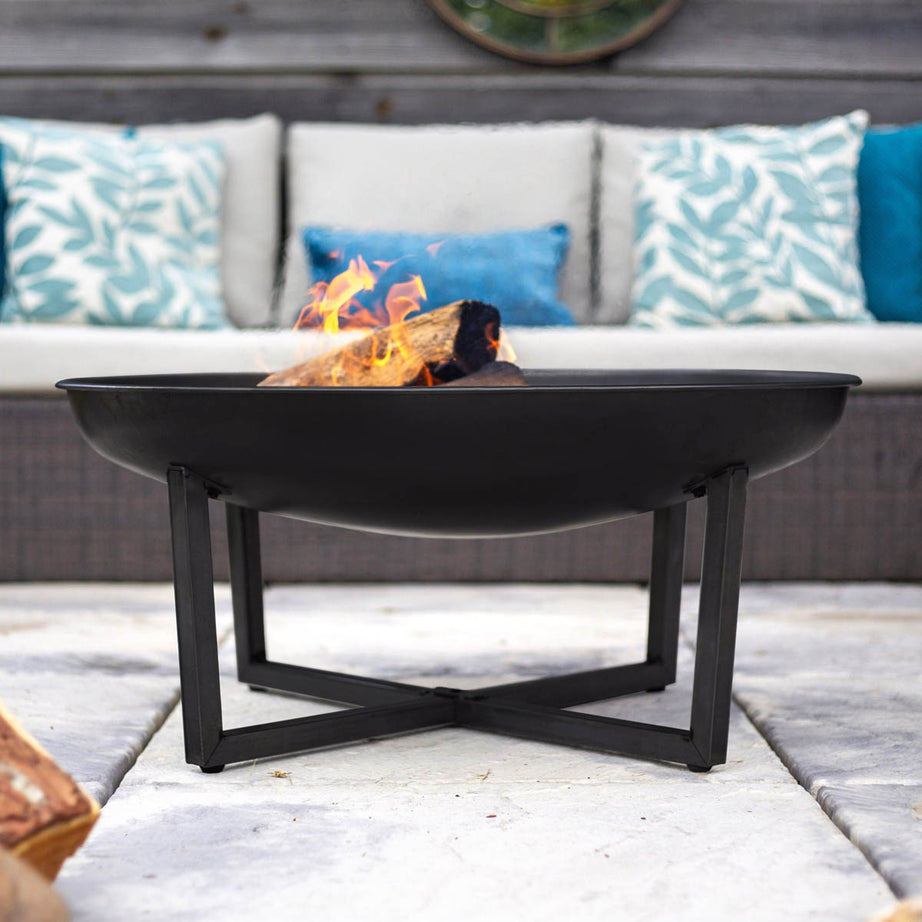 La Hacienda Firepit Garden Round Brookdale Durable Steel Matt Black (W)77cm - Image 2