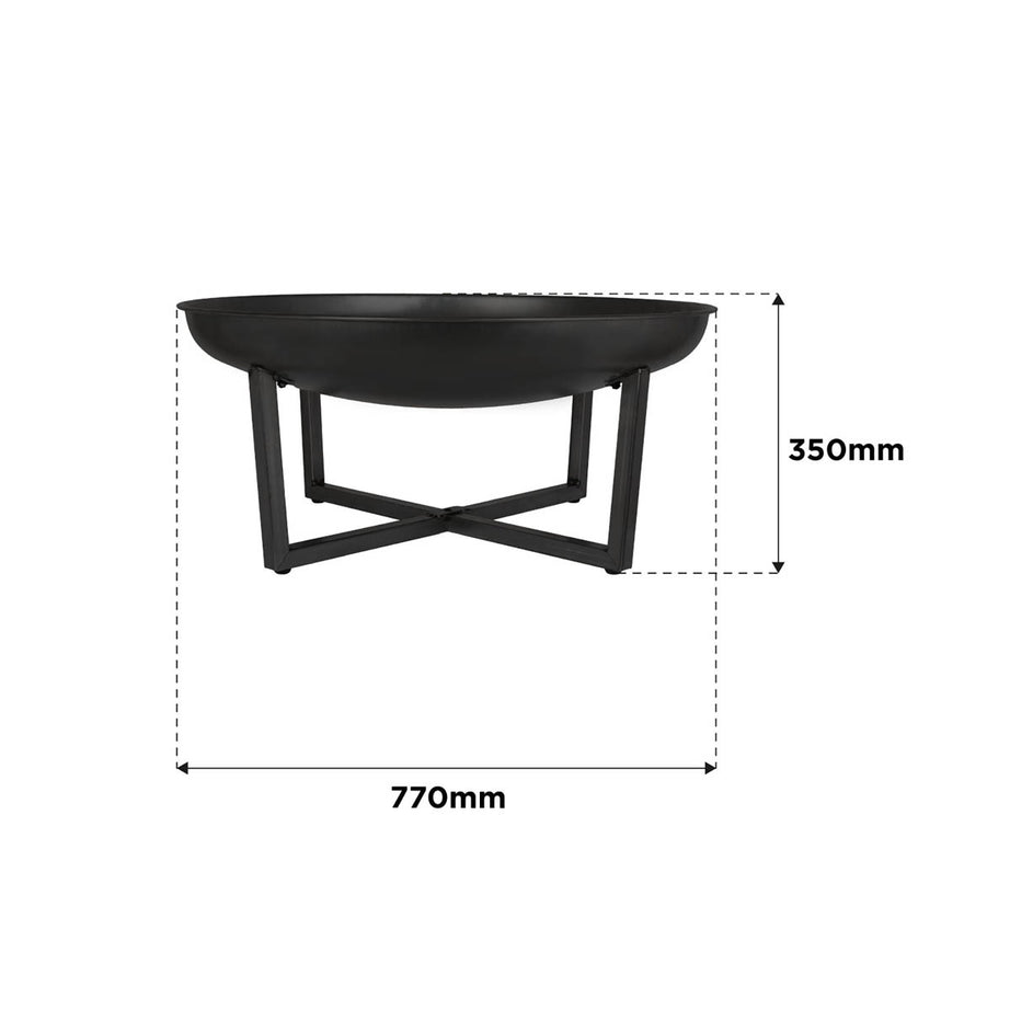 La Hacienda Firepit Garden Round Brookdale Durable Steel Matt Black (W)77cm - Image 3