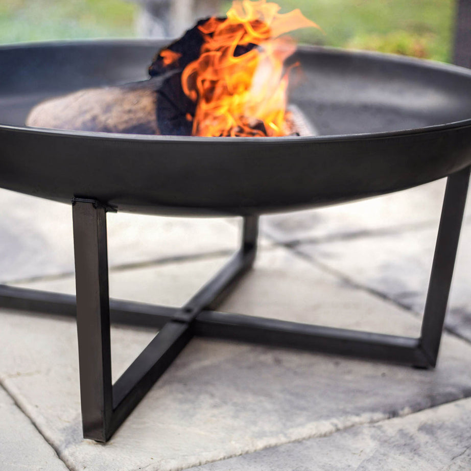 La Hacienda Firepit Garden Round Brookdale Durable Steel Matt Black (W)77cm - Image 5