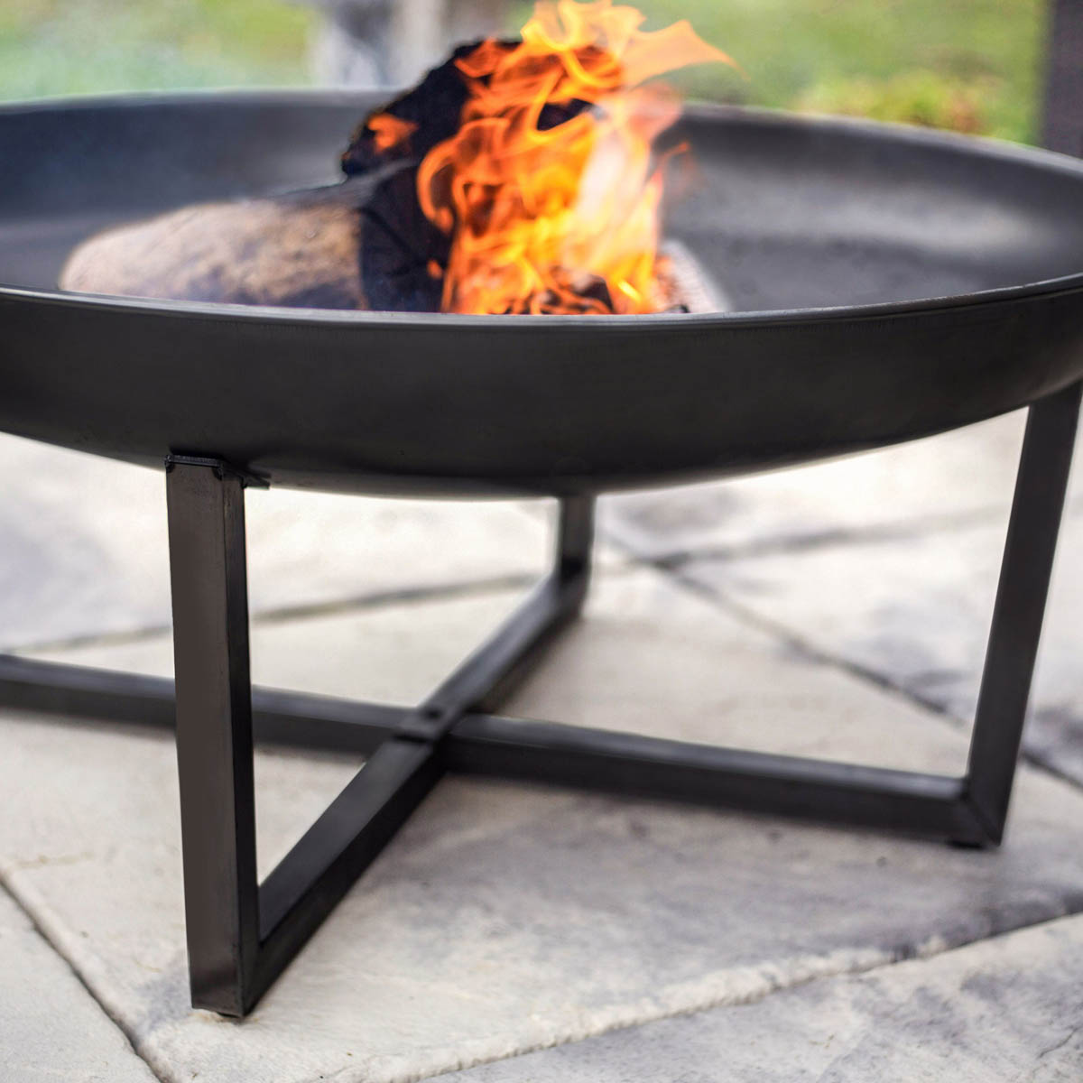 La Hacienda Firepit Garden Round Brookdale Durable Steel Matt Black (W)77cm - Image 5
