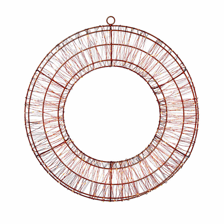 Christmas Wreath Rose Gold Effect LED Illuminated Round Warm White Outdoor 45cm - Image 2