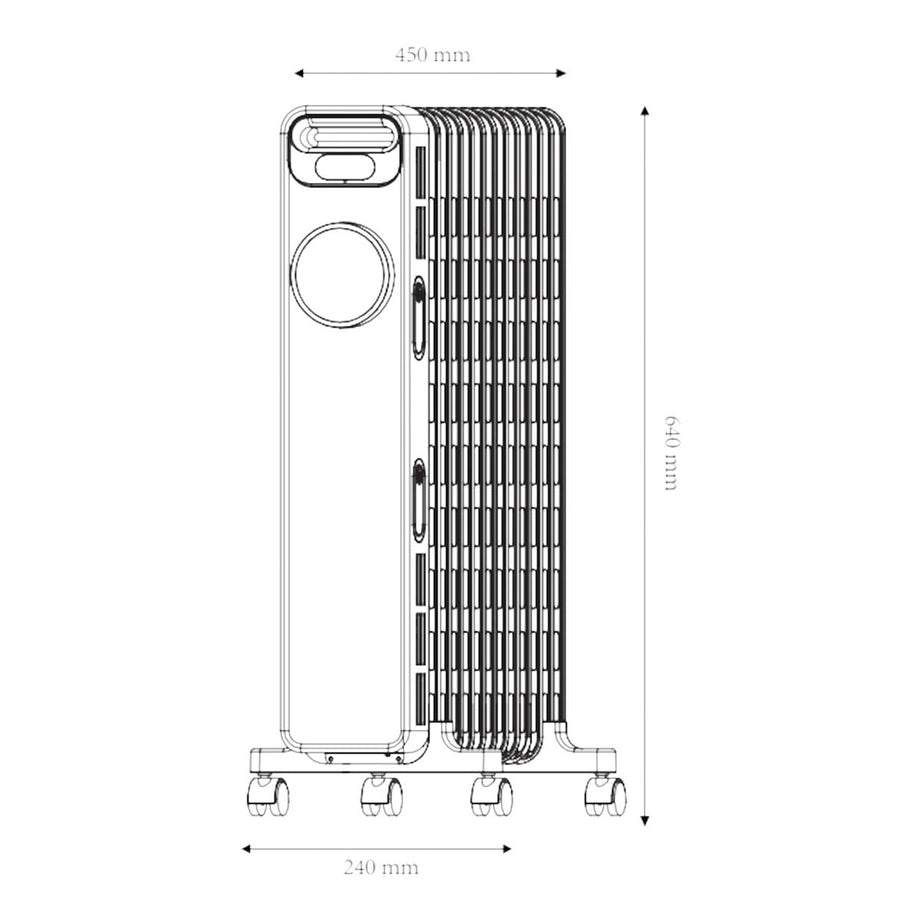 Oil Filled Radiator Portable Black 3 Heat Settings Thermostat Freestanding 2.5W - Image 3