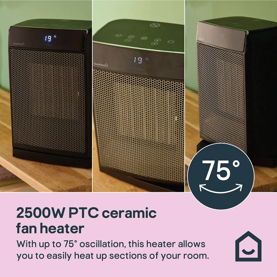 GoodHome 2.5W Black Fan heater - Image 8