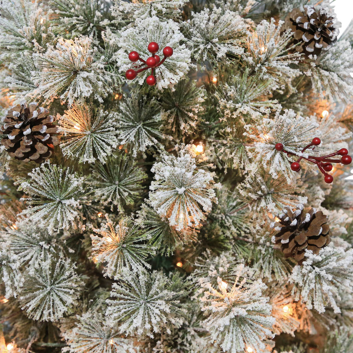 Christmas Tree 6ft Pre-lit Artificial LED Warm White Indoor Berries Pine Cones - Image 2