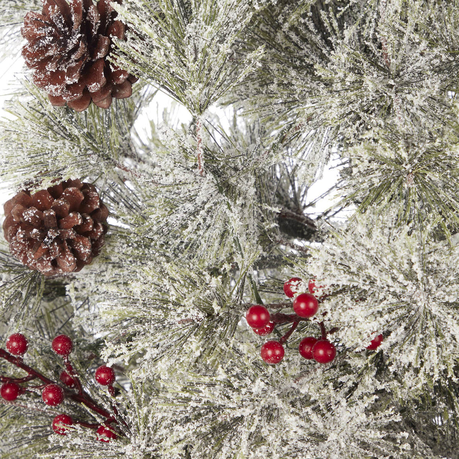 Christmas Tree 6ft Pre-lit Artificial LED Warm White Indoor Berries Pine Cones - Image 5