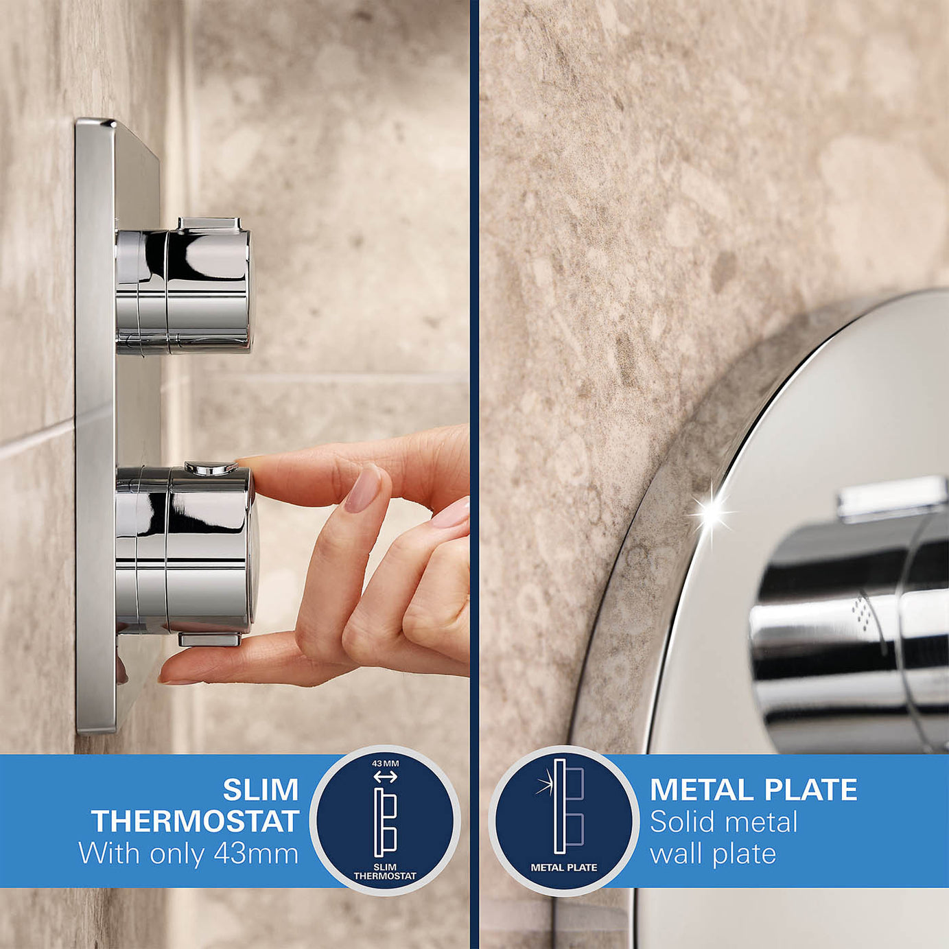Grohe Thermostatic Mixer Shower Chrome Concealed 2 Spray Patterns Dual Head - Image 8