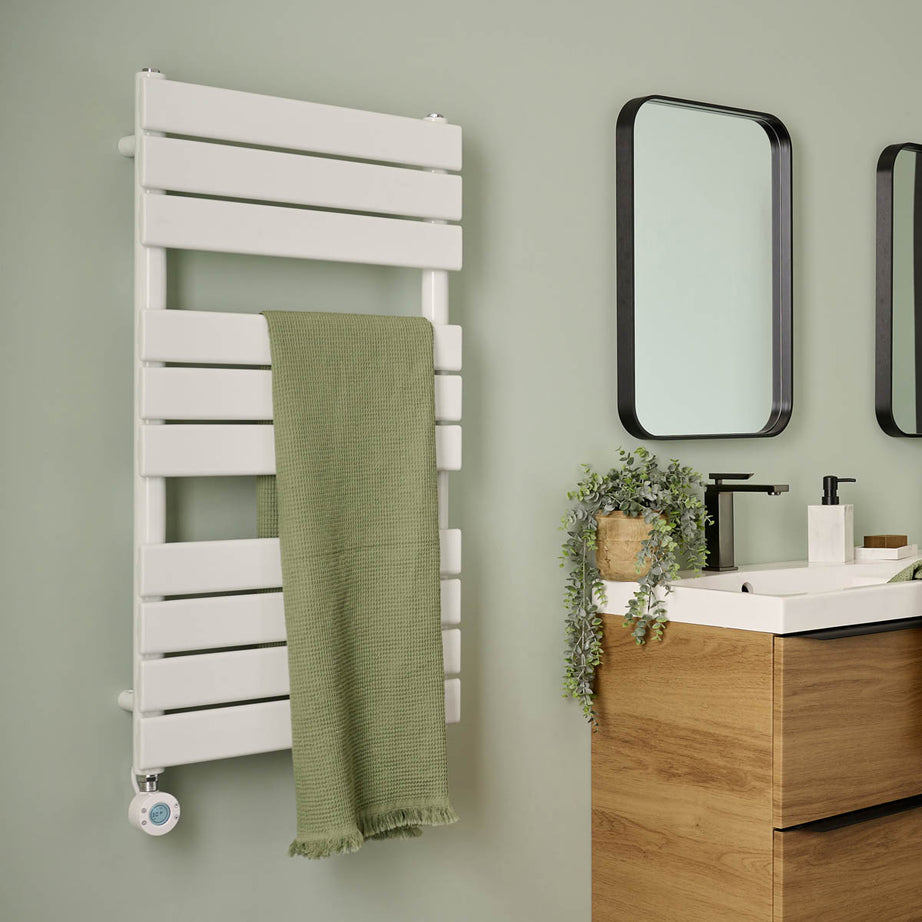 Bathroom Flat Towel Warmer Electric Steel White Modern (W)500mm x (H)930mm - Image 5