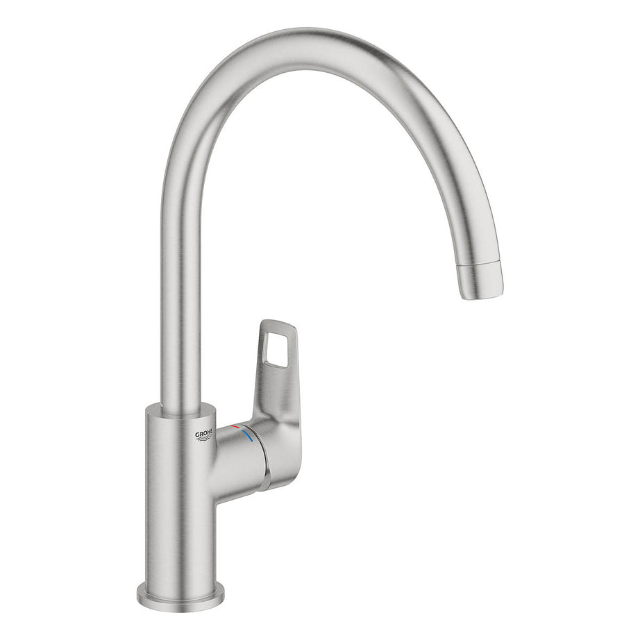 Grohe Kitchen Tap Side Lever Stainless Steel Effect Chrome Plated Contemporary - Image 1