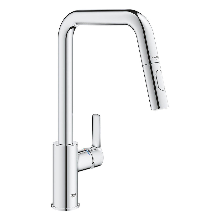 Grohe Kitchen Tap Mixer Chrome Pull Out Single Lever Swivel Spout Modern Faucet - Image 1