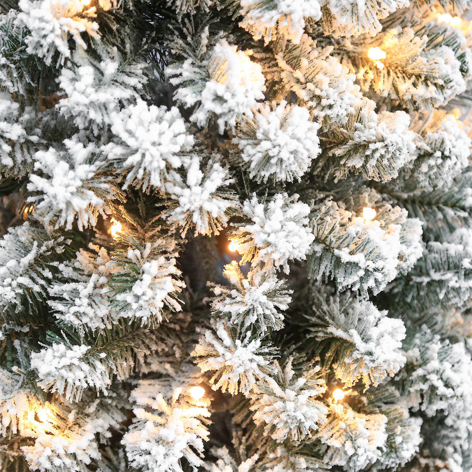 Christmas Tree 6ft Green Artificial LED Pre-lit Warm White Snow Flocked Effect - Image 8