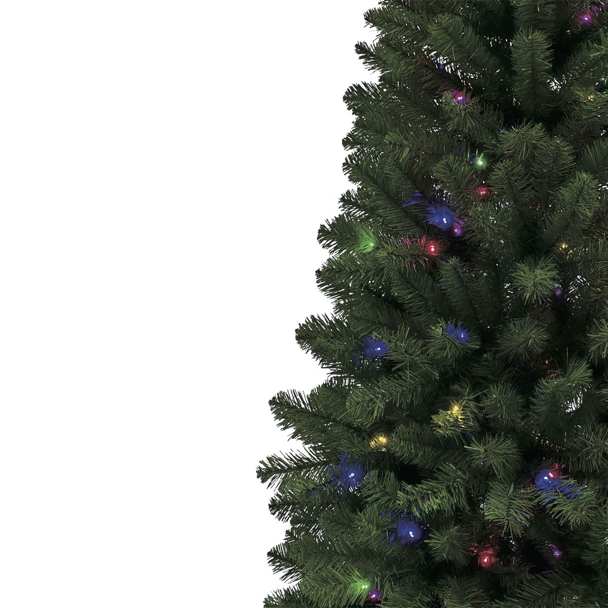 Christmas Tree 6ft Pre-Lit Green Artificial LED 200 Multicolour Hinged Indoor - Image 9