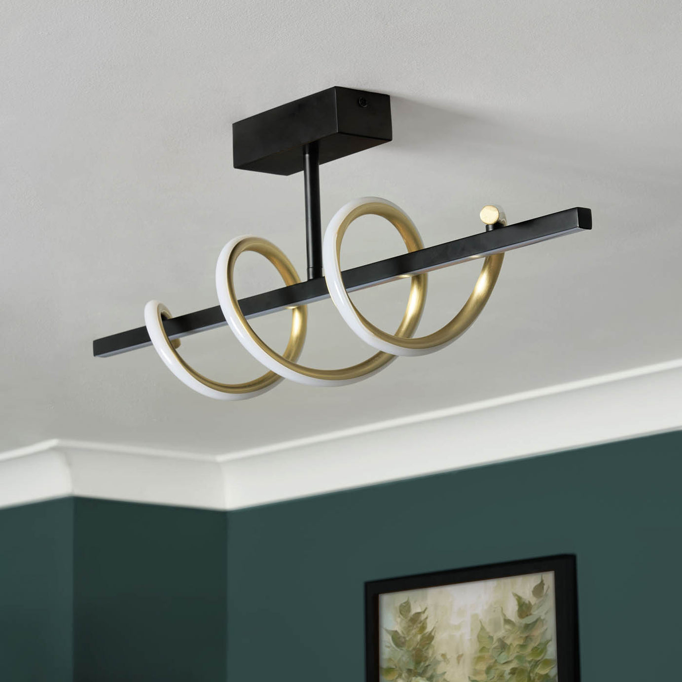 Inlight Hadston LED Ceiling light Spiral Matt Aluminium & plastic Black - Image 4